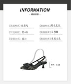 French Style Pointed Toe Backless Heeled Sandals Closed Toe Design Wide Width Plus Size Soft Comfortable High Heel Slip On Shoes
