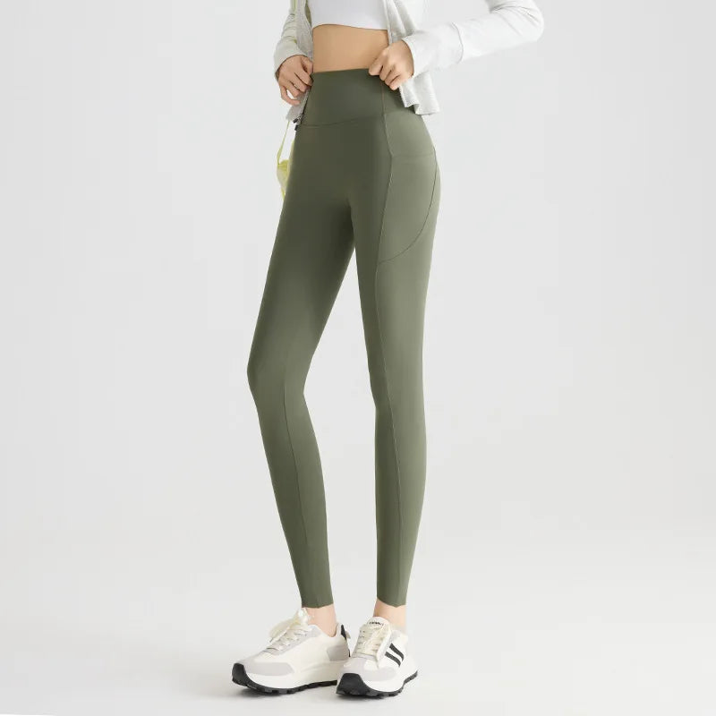 Women's Pockets Yoga Pants Cloud Touch Ice Silk Shark Leggings High Waist Tummy Control Butt Lifting Sports Leggings  Running