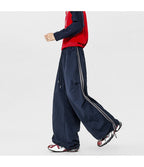 American Striped Quick - Drying Relaxed Pants for Men, Straight - Leg Wide - Leg Cargo Design Streetwear Couple's Work Trousers