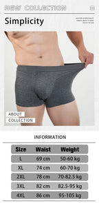 4Pcs Mens Plus Size Underwear Cotton Boxers Briefs Man Breathable Underpants Teenagers Comfortable Solid Shorts Boxers Hombre