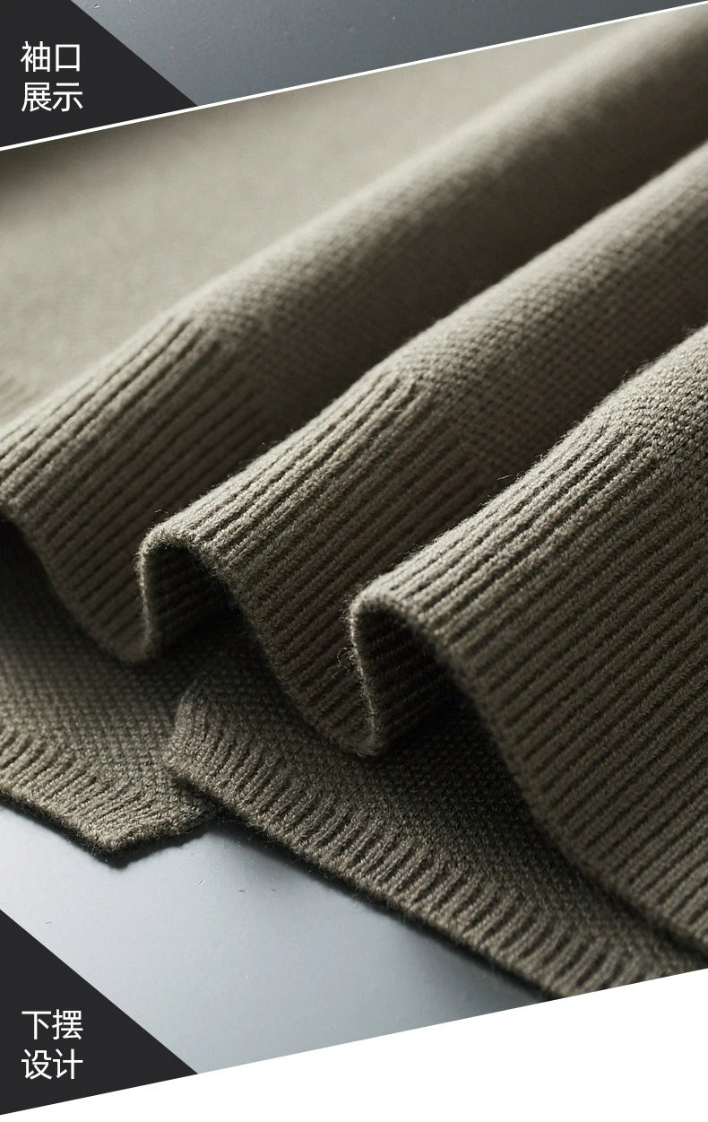 Autumn And Winter New Casual Wool Knit Cardigan Men's Fashion V-Neck Solid Color Shirt Loose Sweater Coat