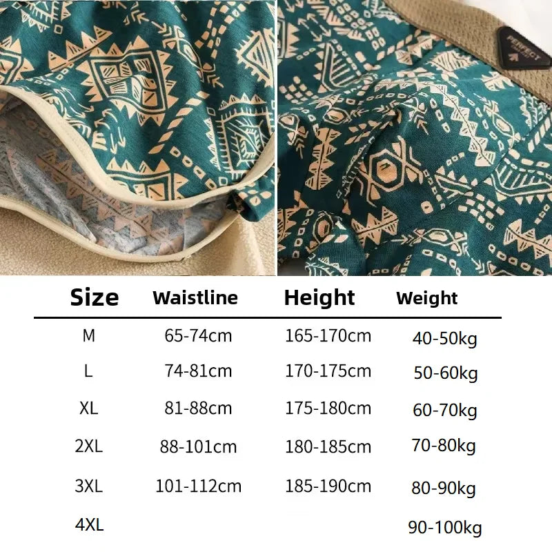 Retro Ethnic Style Men's Boxer Comfortable Briefs Design Vintage Print Elastic Underwear for Man Lingerie Mid Waist Underpants