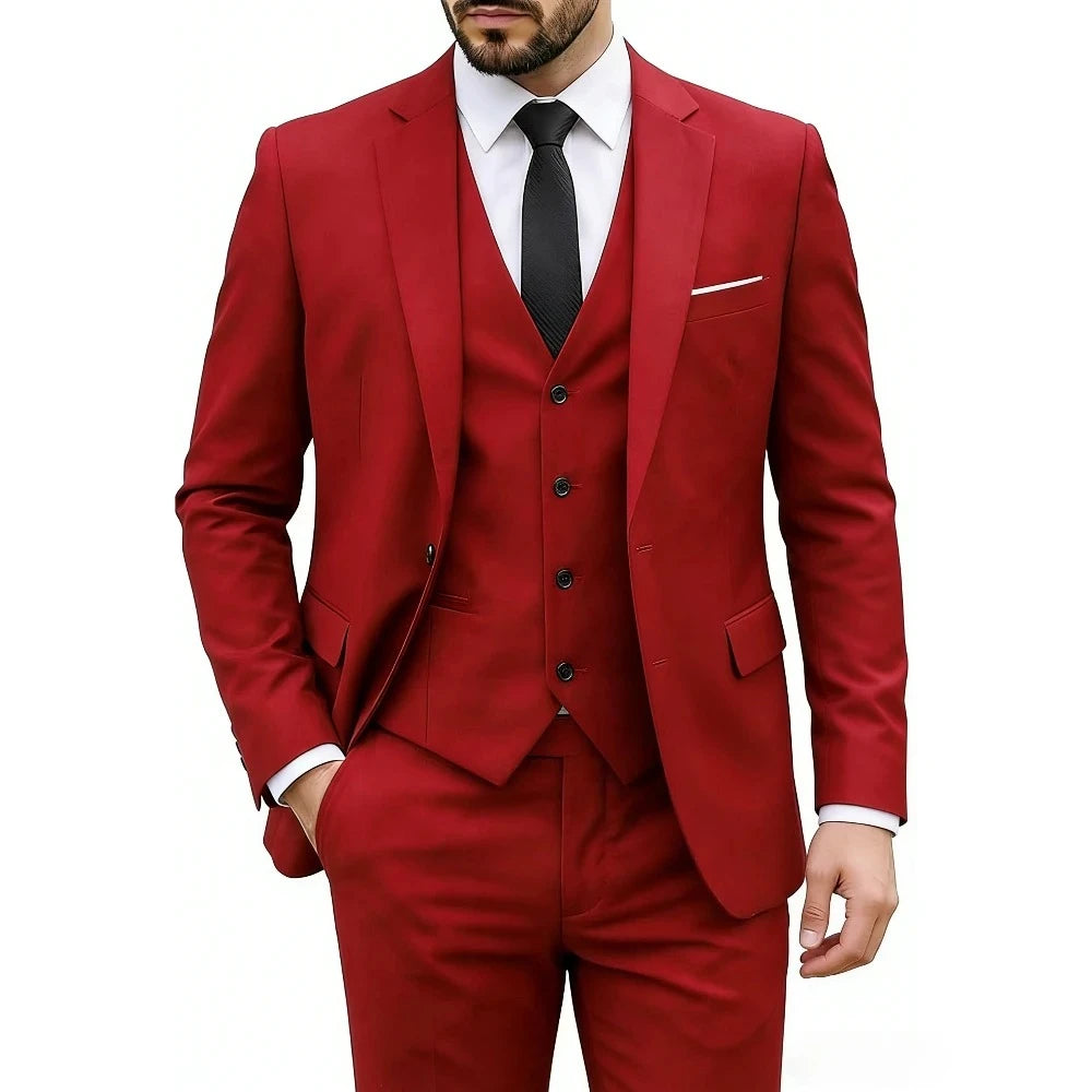 Men Suits For Wedding 3 Pieces 2 Set Elegant Slim Fit Jackets Pants Blazers Formal Outfit Fashion Business Classic 2026 Costume