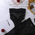 Elegant Hot Sexy Lingerie See Through Bodysuit Half Dress 2PC Set Seductive Splicing Party Queen Costume Erotic Underwear