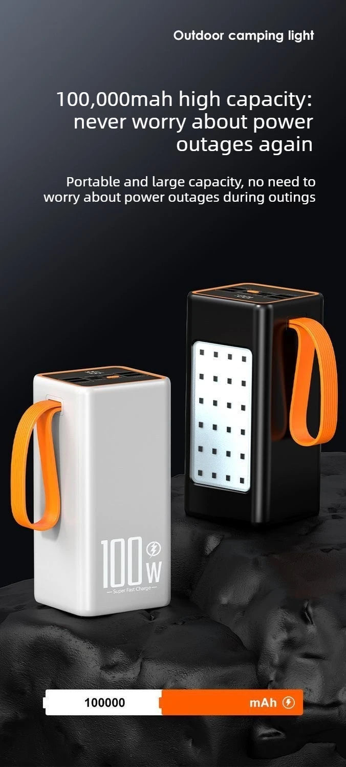 50000mAh Large Capacity Power Bank PortableUSB C 100W Fast Charging External Spare Battery For IPhone Xiaomi Samsung