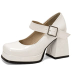 Women's High Heels Pumps Mary Jane Shoes Platform Pink Black Wine Red White Block Heeled Working Party Dance Wedding Shoe Female