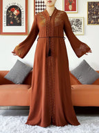New Women Elegant Dress Chiffon Open Abaya with Zipper Muslim Women Dress Islamic Clothing Cardigan Abaya Women Muslim Dress