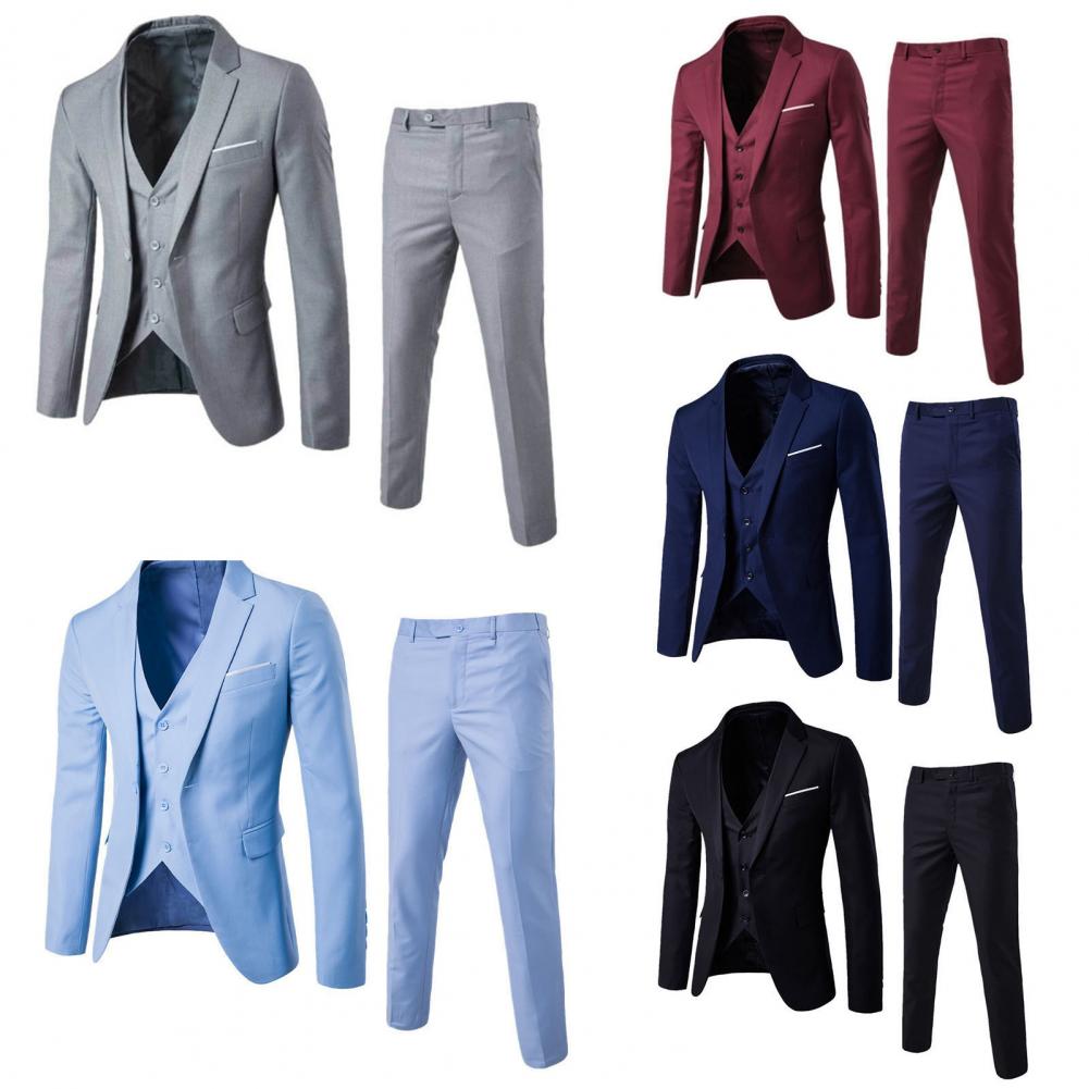 Men Blazers 3Pieces Sets Wedding Formal Elegant Business Luxury Full Vest Pants Coats Classic Jackets Suit Coat Blazers Trousers