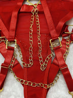 Belamimi 4 Piece Set Sexy Chain Halter Underwear Set For Women Erotic Lingerie Temptation Sexy Role Play Chain Underwear Set