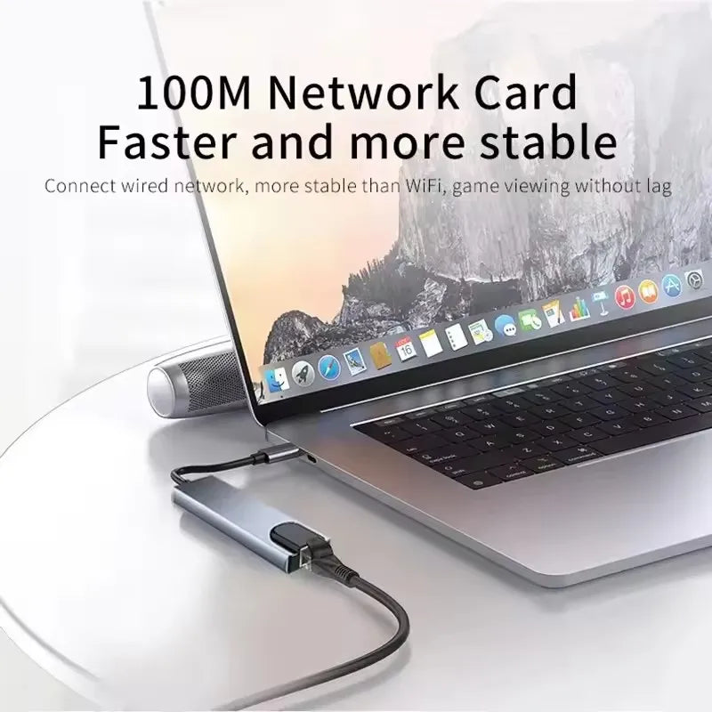 FANGTUOSI Usb 8 In 1 Type C 3 1 To 4k HdTV Hub Adapter With Sd Tf Rj45 Card Reader Pd Fast Charge For Macbook Notebook Computer
