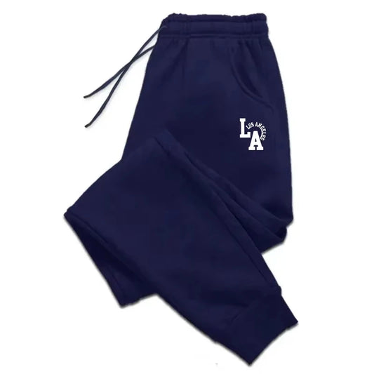 Men's solid color printed LA sports pants multifunctional casual running fitness daily wear sports pants ZYWK001