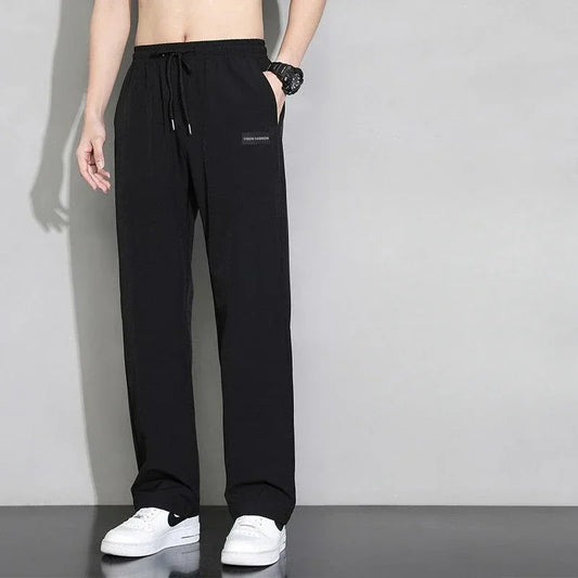 Trousers Straight Plain Wide Leg Draped Thin Male Sports Pants Summer Sport Slacks Xxl Jogger Big Tall Man Men's Sweatpants