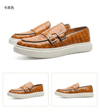 New Black Sneakers Men Vulcanize Shoes Yellow Crocodile Pattern Slip-On Size 38-46 Zapatos De Hombre Men Shoes