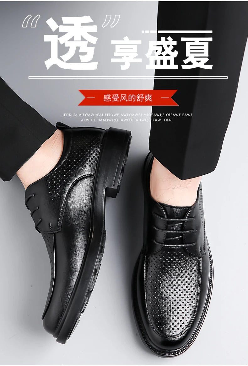 2026 Summer Hollow Out Breathable Deodorant Genuine Leather Business Dress Shoes British Style High-end Formal Shoes Hot Sale