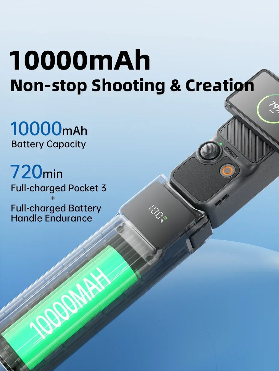 NOHON Camera Handheld Gimbal Charger for DJI Osmo Pocket 4 Pro 3 Battery Handle 10000mAh 5000mAh Portable Power Bank 22.5W