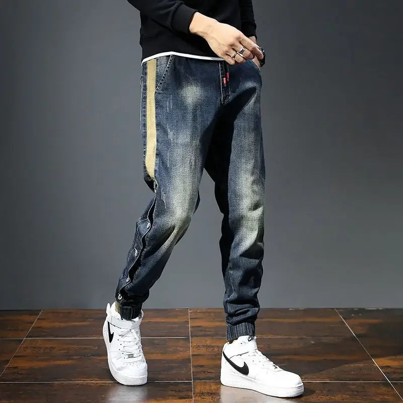 Elastic Man Cowboy Pants Stretch Y2k Vintage Designer Trousers 90s Streetwear Stacked Wide Leg Soft Denim Original Jeans for Men