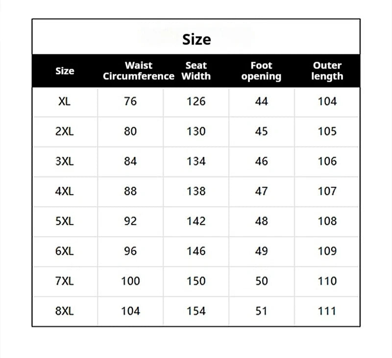 Men's Summer Workwear Pants Plus Size Loose Straight Leg Casual Trousers XL-8XL Big and Tall Large Summer Pants Asian Size