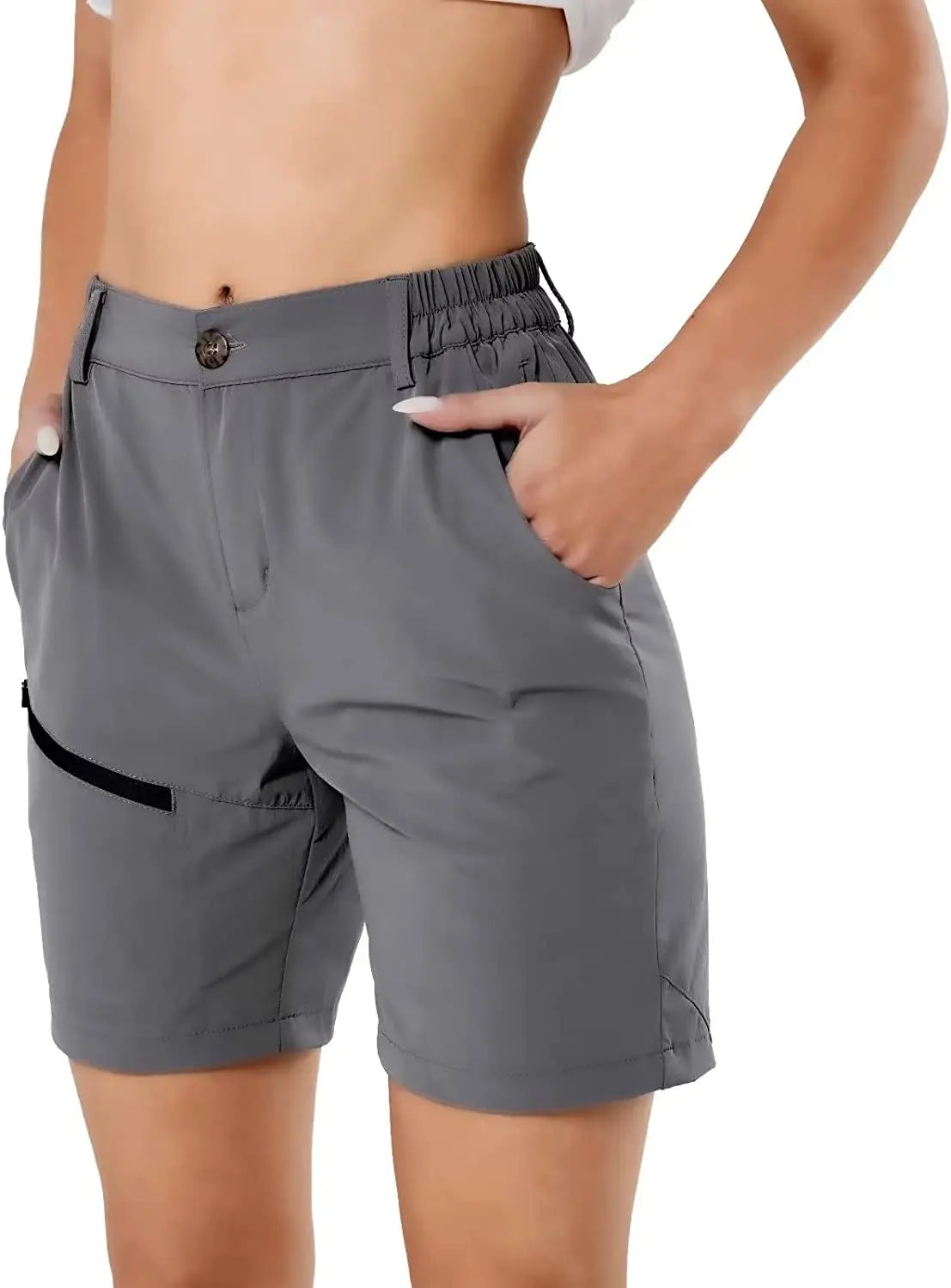 Women's Hiking Cargo Shorts Quick Dry Nylon Shorts Summer Travel Active Golf Shorts with 6 Pockets Water Resistant