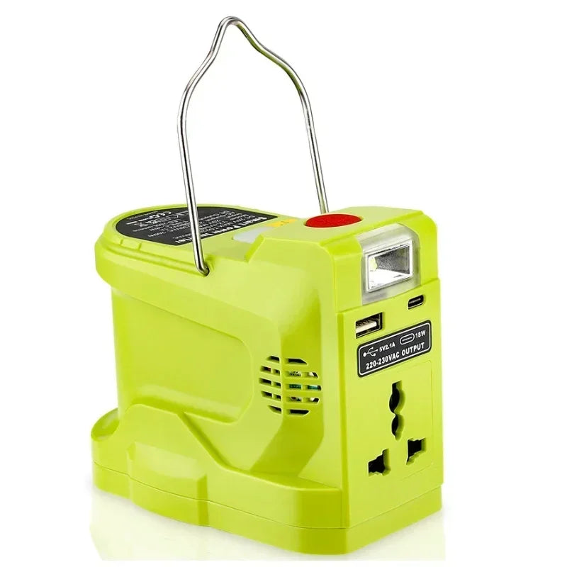 200W Portable Power Station Power Generator For Ryobi 18V Lithium Battery Portable Power Inverter With Dual USB 280LM LED Light