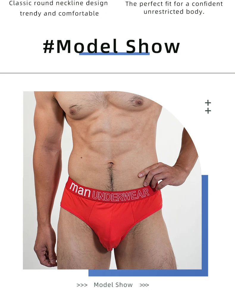 2pcs Fashion Mens Sports Briefs Sexy Triangle Short Panties Simple Male Underwear Everyday Comfortable Underpants Free Shipping