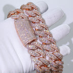 Fashion Custom 22mm Wide Rose Gold Necklace Hip-Hop Style Copper Zircon Iced Heavy Miami Jewelry Necklace For Men And Women