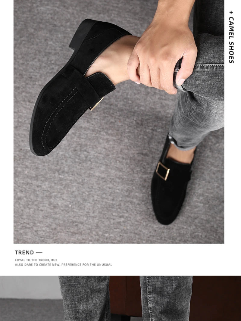 Mens Fashion Black Leather Shoes Autumn British Style Formal Business Footwear Low Top Commute Style Dress Shoes For Suits