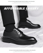 Mens Black Leather Shoes Autumn British Style Formal Business Footwear Low Top Commute Style Dress Shoes For Suits