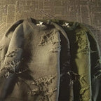 2026 Fashionable Youthful Style Men New Retro Hole Fringed SLong Sleeve Sweater Loose Versatile Sweater Autumnand y2k Streetwear