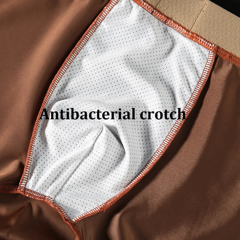 3PCS/Pack Luxury Ice Silk Satin-like Men's Panties Super Soft Boxer Homme Cool Breathable Comfortable Man Underwear Underpants