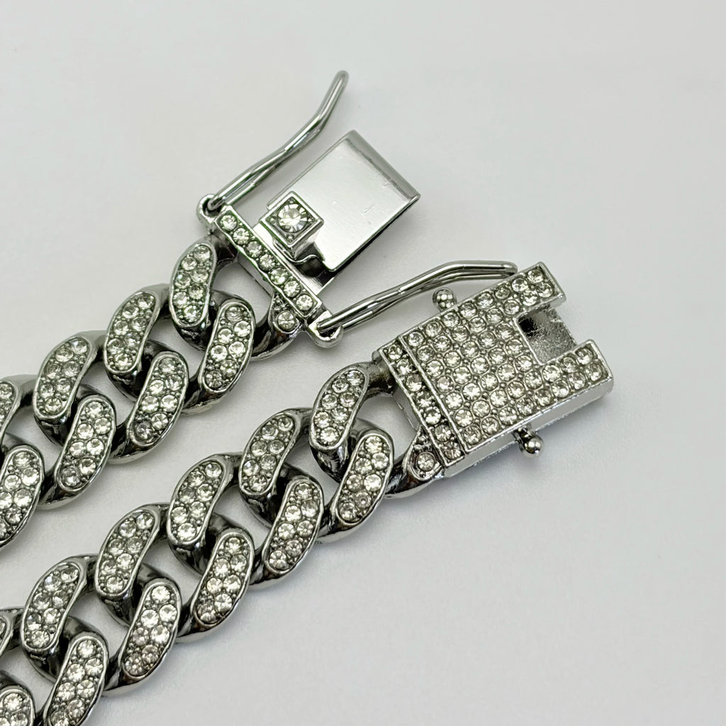12.5mm Iced Out Miami Cuban Link Necklaces Free Shipping Bling Rapper Chains For Men Hip Hop Daily Party Fashion Jewelry Gift