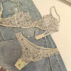 Fashion Floral Prints Women Lingerie Set Fashion Sexy Lace Bra French Ultra Thin Breathable Intimates Bralette Soft Underwear