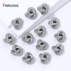 18K Gold Plated Brass With Zircon Round Twist Beads For Bracelets,Separator Bead,Spacer Beads For DIY Jewelry Making Accessories