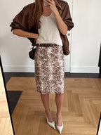 Tossy Snakeskin Printed Fashion Skirt Women's High Waist Slim Contrast Patchwork Commute Streetwear Female Vintage Y2k Skirt