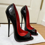 Extreme 16cm Thin High Heels Peep Toe Stiletto Pumps Sexy Catwalk Model Drag Queen Photography Unisex Fashion Party Dress Shoes