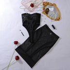 Elegant Hot Sexy Lingerie See Through Bodysuit Half Dress 2PC Set Seductive Splicing Party Queen Costume Erotic Underwear