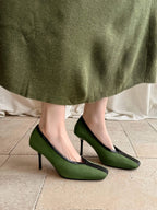 Krazing Pot Superstar Kid Suede Shallow Square Toe High Heels Spring Autumn Shoes Office Lady Party Wedding Dress Women Pumps