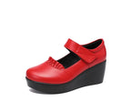 6cm Small Size 32-43 Comfortable Med Heels Pumps Soft Leather Mary Janes 2026 Women's Platform Wedges Shoes for Office Mom Dance