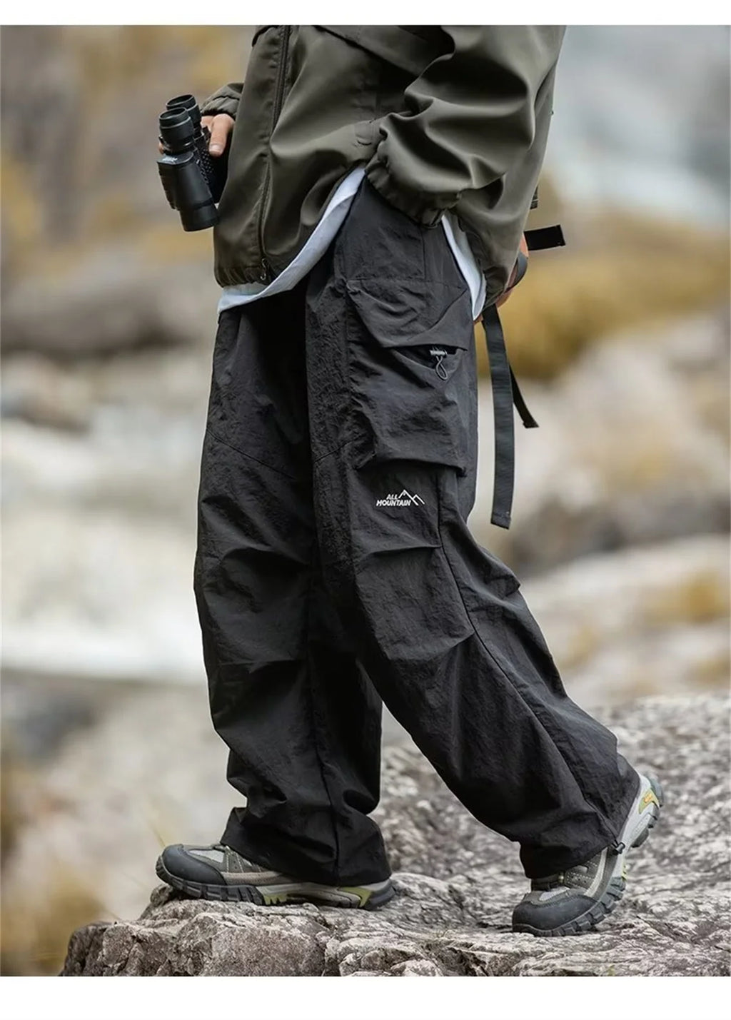New Trendy New Men's Spring/Summer Breathable Outdoor Cargo Parachute Pants Leisure Hiking Mountaineering Water-resist Pants