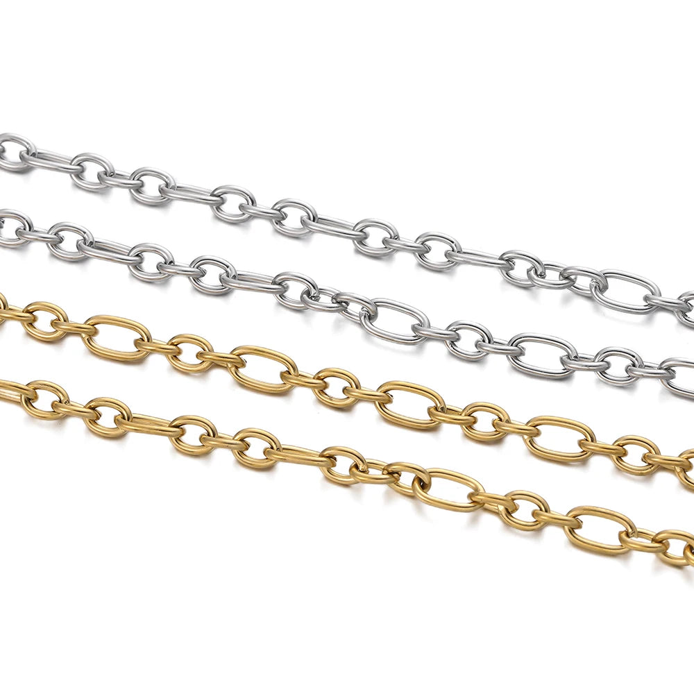 1Meter/Pack 304 Stainless Steel Knot Gold Steel Color Handmade Chains for DIY Necklace Bracelets Jewelry Making Accessories