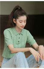 New Summer Fashion 100% Cotton Women Hollow-out Sweater T-shirt Short-sleeve Polo Collar Pullover Tees Korea Casual Knitted Tops