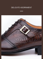 Male Genuine Leather Social Shoe Oxford Elegant Man Dress Shoes Hand Lace-up Pointed Party Wedding Shoes Black Coffee Shoes