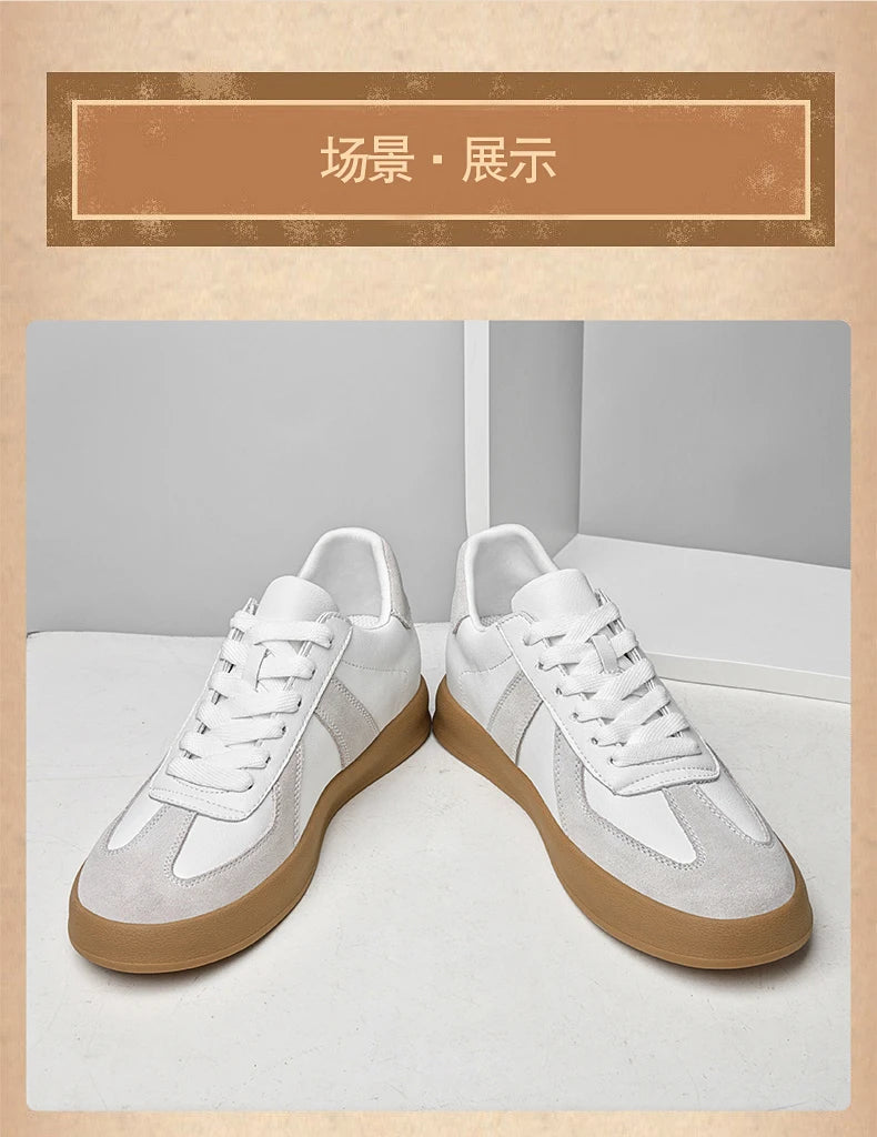 Invisible Height-Increasing Shoes 8cm German Training Shoes for Men, Summer Breathable Casual Sneakers, Genuine Leather Retro Versatile Forrest Gump Shoes 6cm