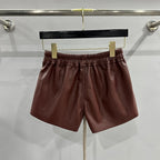 Owen Seak Women‘s Casual Short Mini Slim Fit PU Leather Summer Gothic Women High Street Outdoor Wear Trumpet Mermaid Black Short