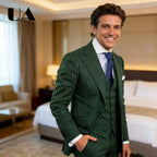 Striped Three Piece Formal Suit for Men, Jacket Pants Waistcoat Custom Tailored Business Suit Set, Plus Size Tuxedo Prom Suit
