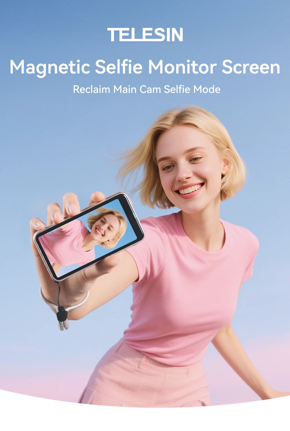 TELESIN Magnetic Phone Selfie Monitor Screen Vlog Selfie For iPhone Android Iphone Wireless Remote for MagSafe ZOOM Control