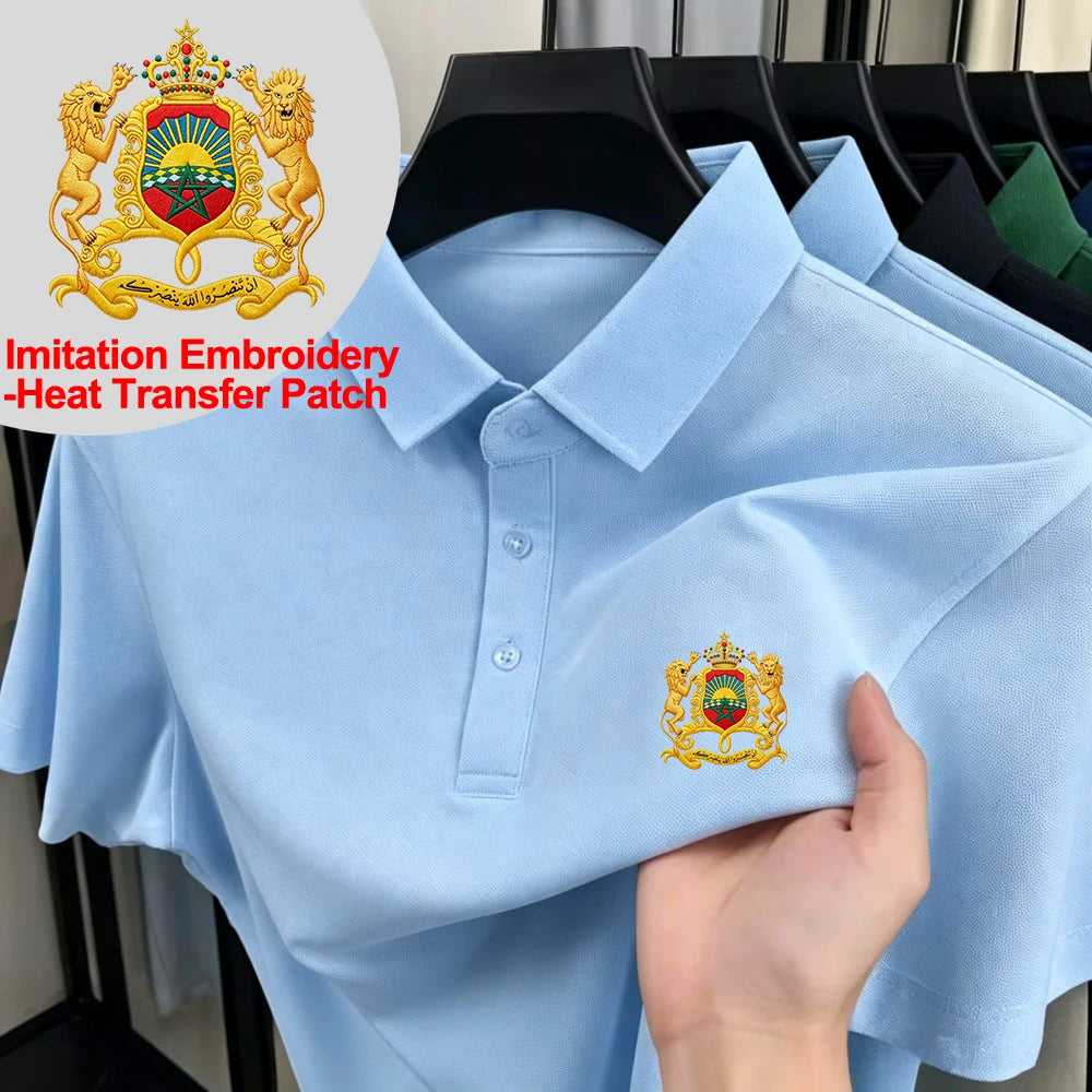 Morocco Coat Of Arms Print Polo Shirts Male Basic Short Sleeve Tops Summer Comfortable Lapel T-Shirt Casual Sporty Mens Clothes