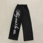 Men's Black Gothic Letter Print Wide Leg Sweatpants Y2K Streetwear Casual Trousers S-XL Summer New