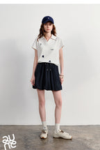 TOYOUTH Women Polo T-Shirt 2026 Summer Joint Name with Gongchangzhang Embroidered V-Neck Age-Reducing Trendy Tops