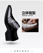 Mens Black Genuine Leather Cap Toe Lace Up Formal Business Office Groom Wedding Daily Wear Dress Shoes British Style Fashion
