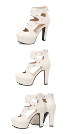 NASBAVI Summer Fashion Women Sandals Round Toe Chunky Heels 12cm Platform 3.5cm Zipper Crystal Plus Size 48 49 50 Party Shoes